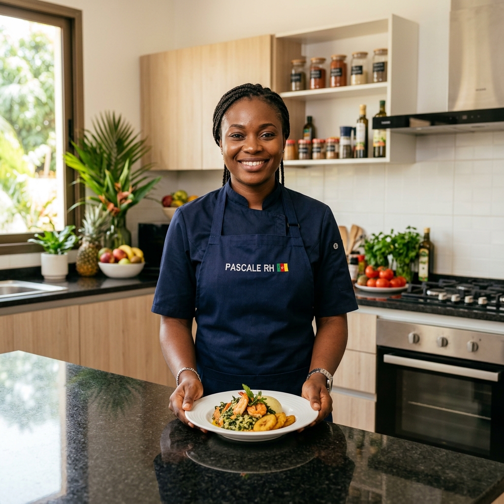 Cuisinier privé à domicile au Cameroun préparant des repas sains